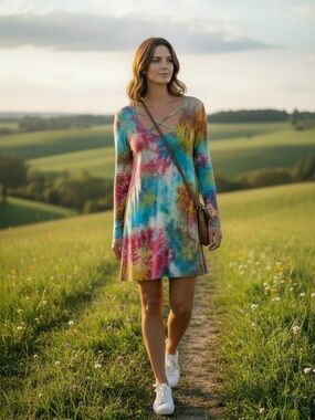 Simply Southern Long Sleeve Tie Dye Mini Dress